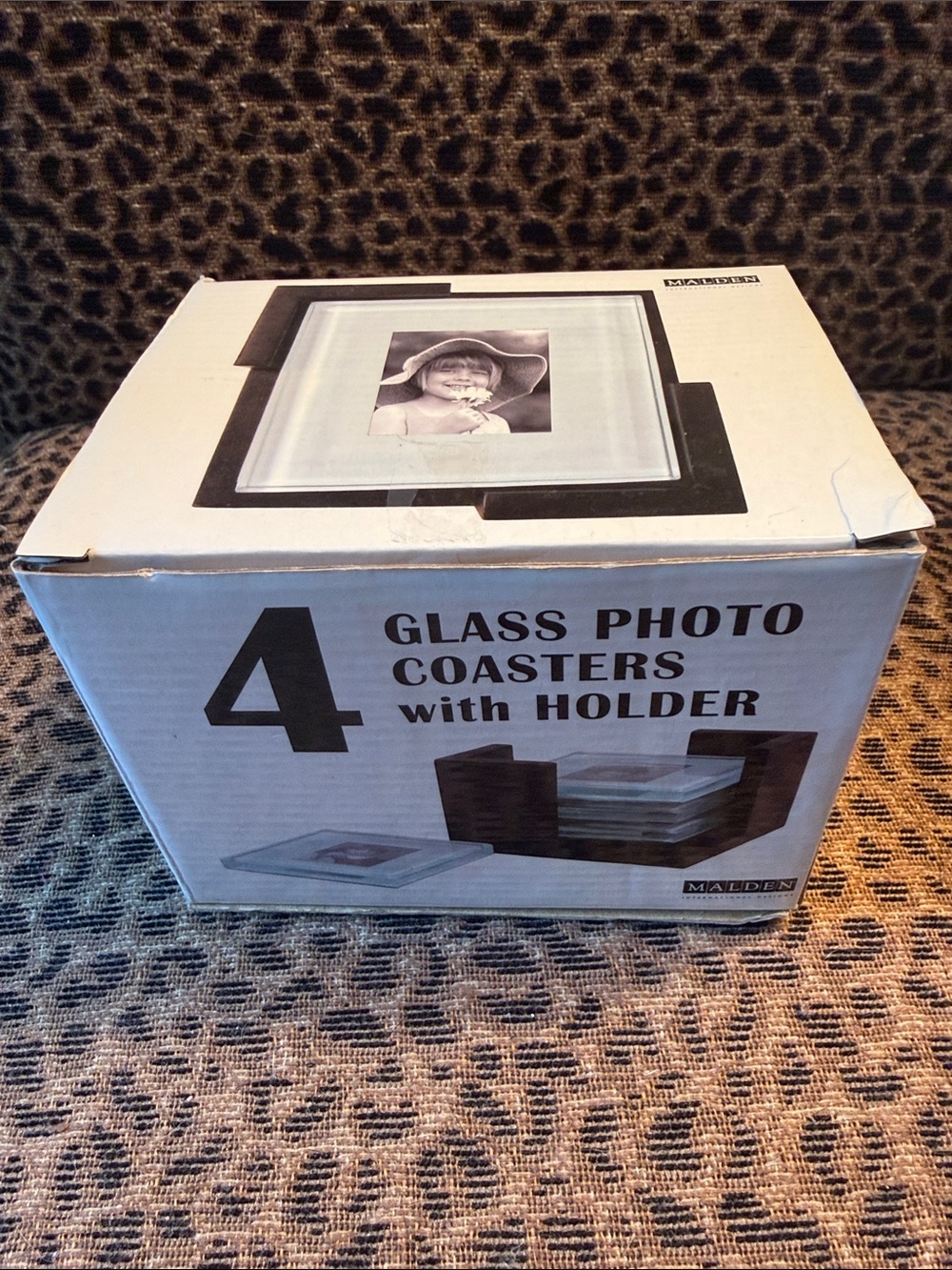 Malden Clear Glass Photo Coasters with Black Holder